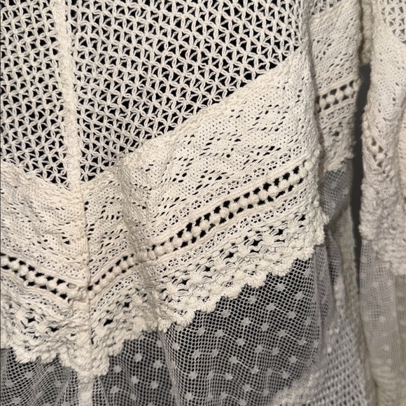 Sundance Lace for Days Lace Crochet Ivory Boho Long Sleeve Top SZ Large - Picture 3 of 7